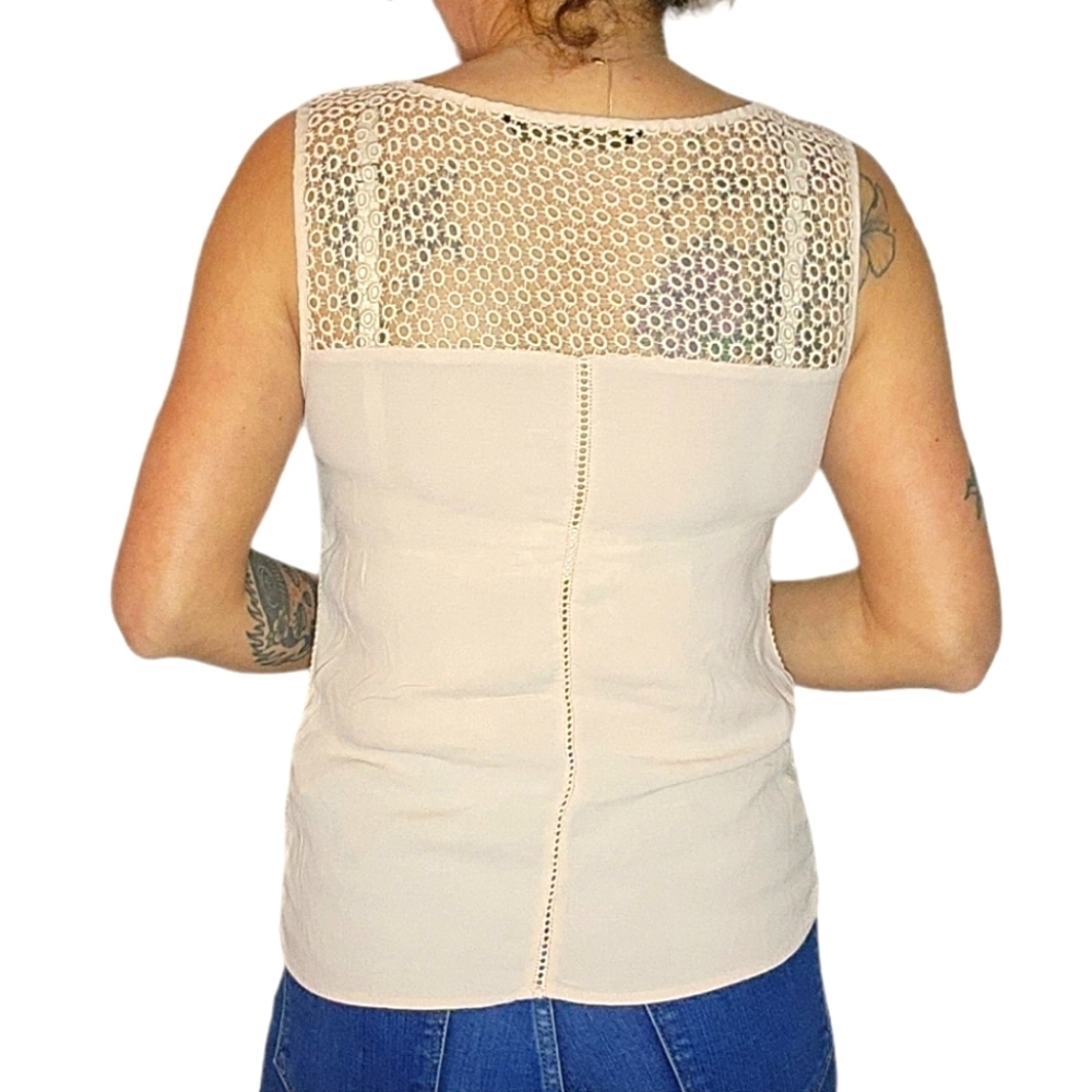 Zara Basic Sleeveless Blouse Size Medium Creme - image 2
